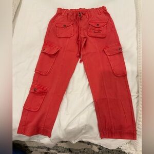 Free People Red Cargo Jeans